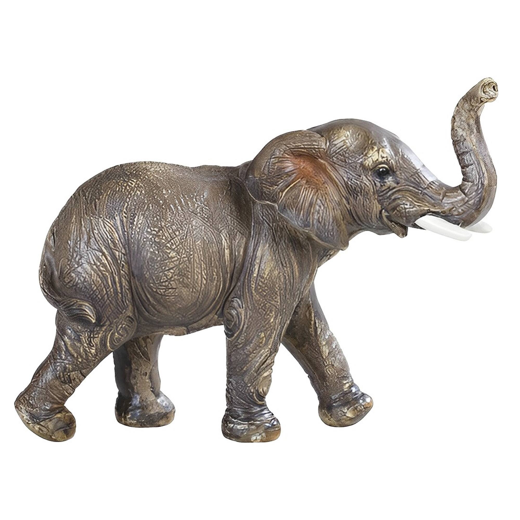 Front. FC Design - FC Design 6"W Wildlife Baby Elephant Cub with Trunk Up Figurine Statue Office Desk Tabletop Home Decor Gift - Multi-Color.