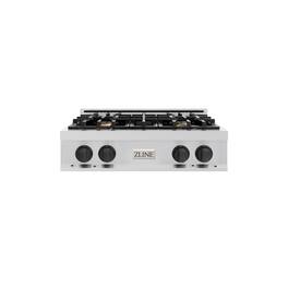 ZLINE - Autograph 30 in. Classic Rangetop w/ 4 Burners in Stainless Steel & Matte Black Accents - Stainless Steel