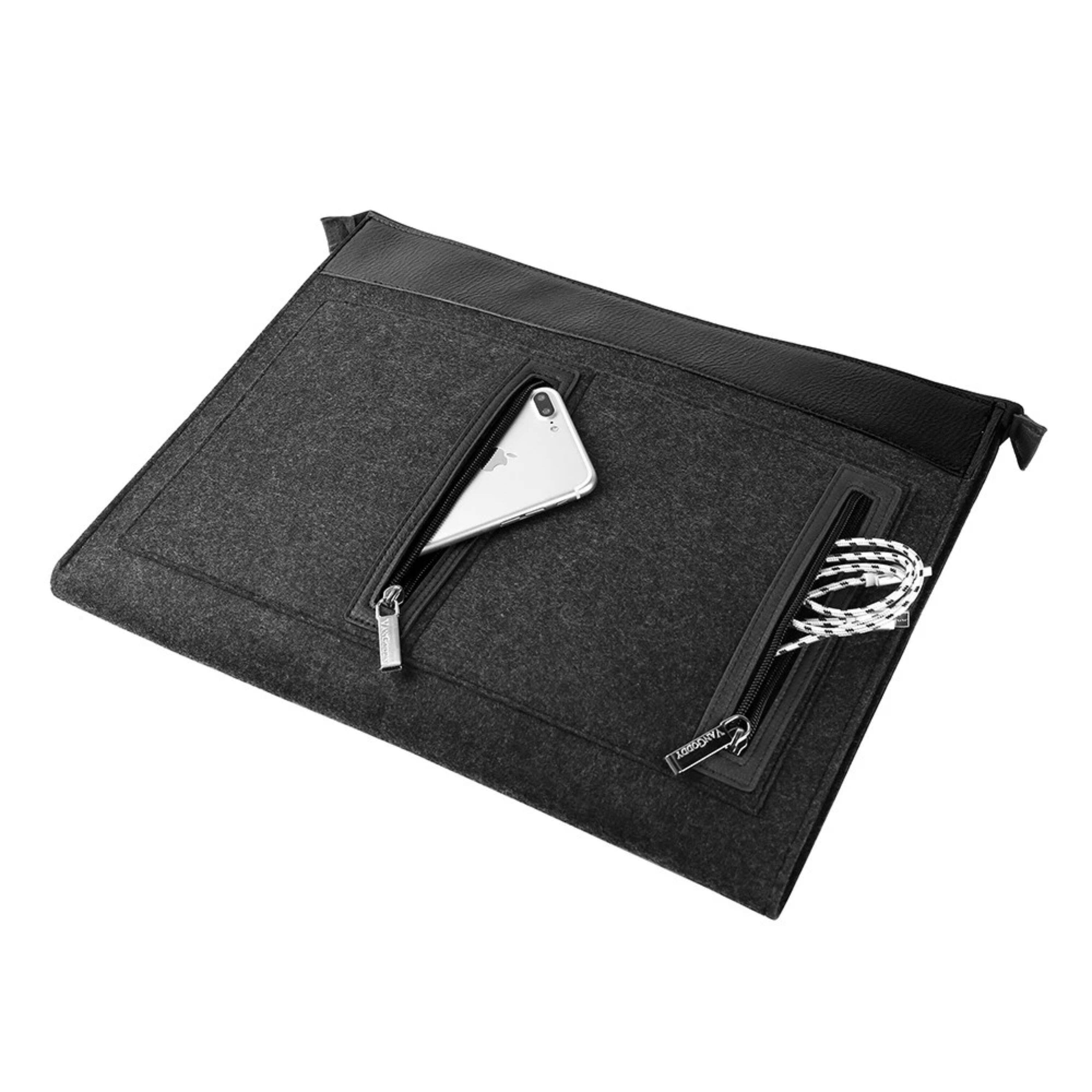 Back. Kitcheniva - Woolen Felt Laptop Sleeve Case Cover Bag For 14" Laptop Black - Black.