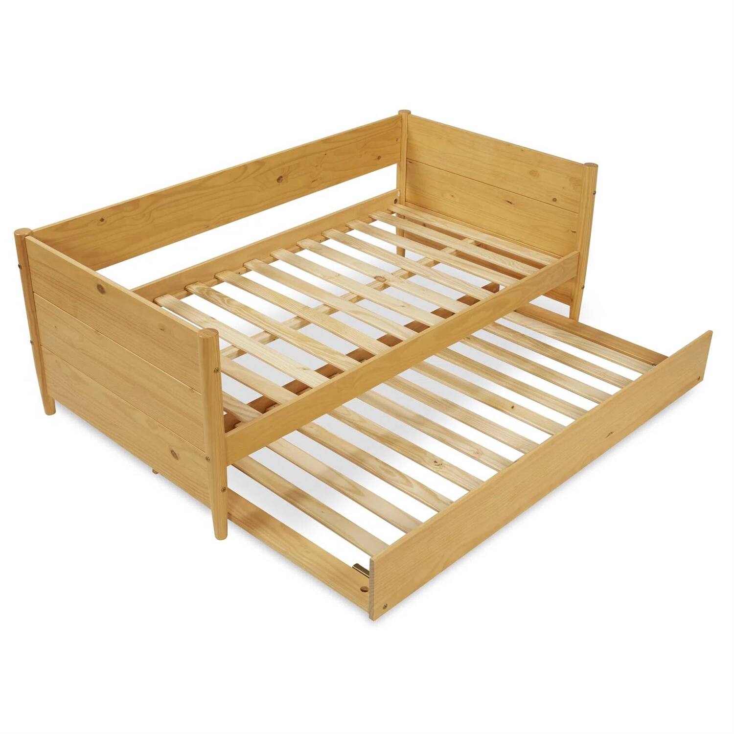 Left. Hivvago - Hivvago Twin Solid Wood Daybed with Roll Out Trundle Bed Frame - Light Yellow Brown.