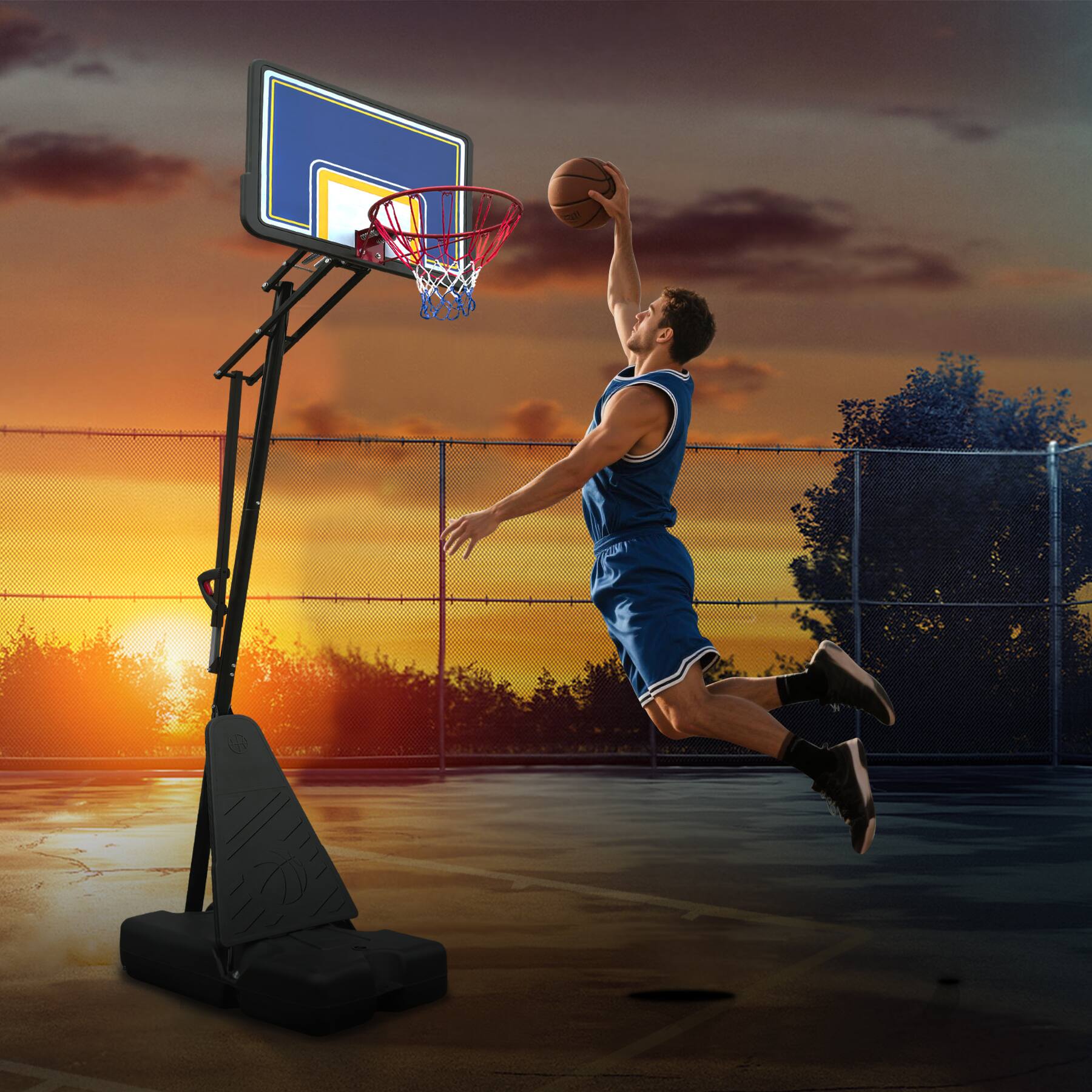 Angle. APRILSOUL - Portable Basketball Hoop 810ft 39 Backboard Rebound System Indoor Outdoor - Black,Blue.