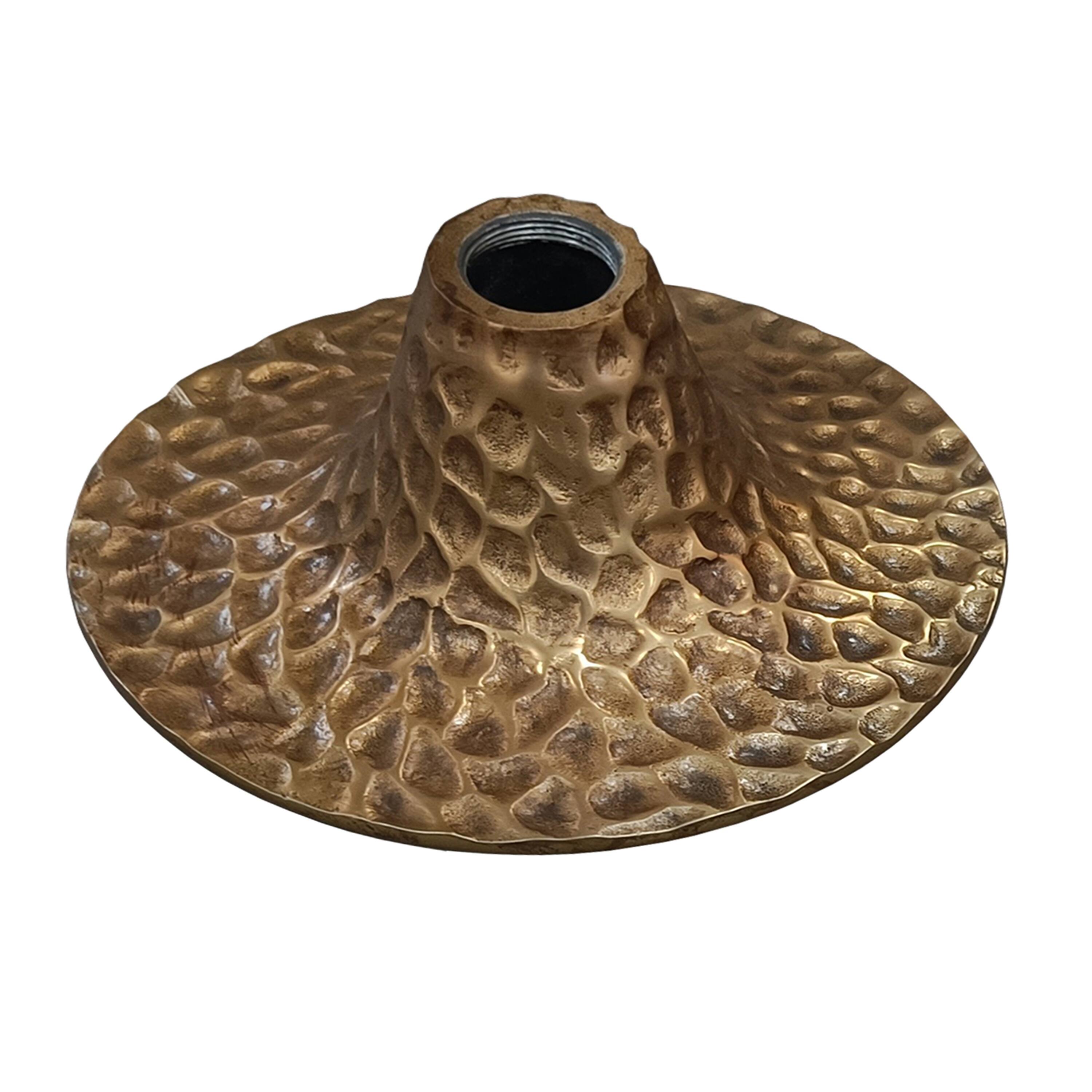 Alt View 4. Manhattan Lane - Accent Side Table, 14.5 Inch Round White Marble Top, Antique Brass Hammered Pedestal Base - Antique Brass, White.