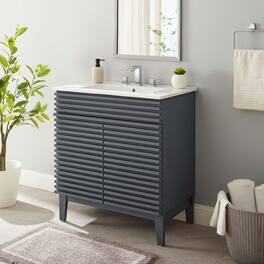 Modway - Render 30" and 36" Bathroom Vanities with White Basin Included - Gray White