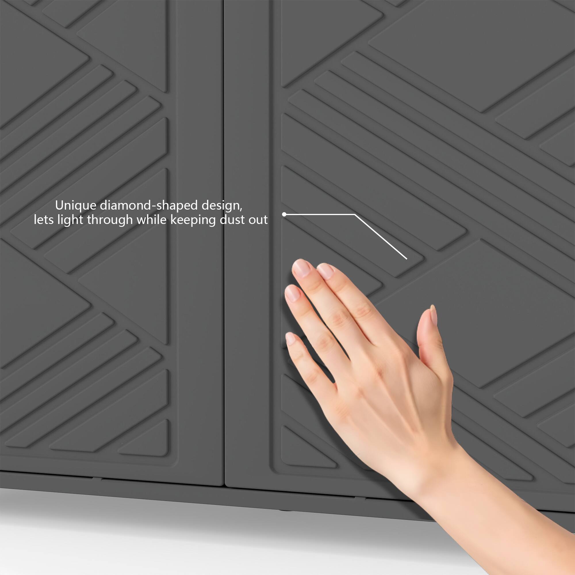 Unique diamond-shaped design, lets light through while keeping dust out