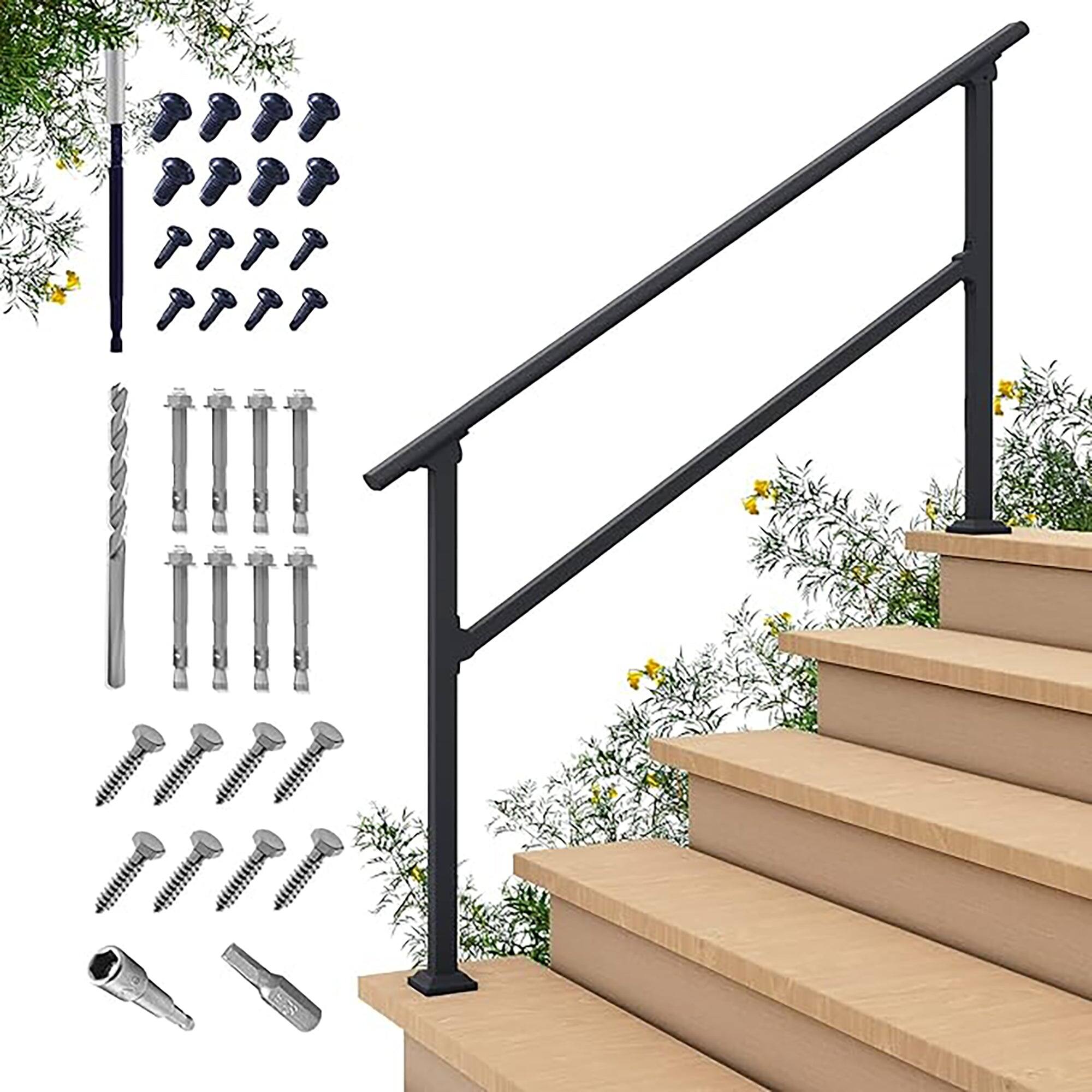 Alt View 5. Boyel Living - 4.66 ft. Metal Handrail for 0-5 Steps (1-Pack) - Black.