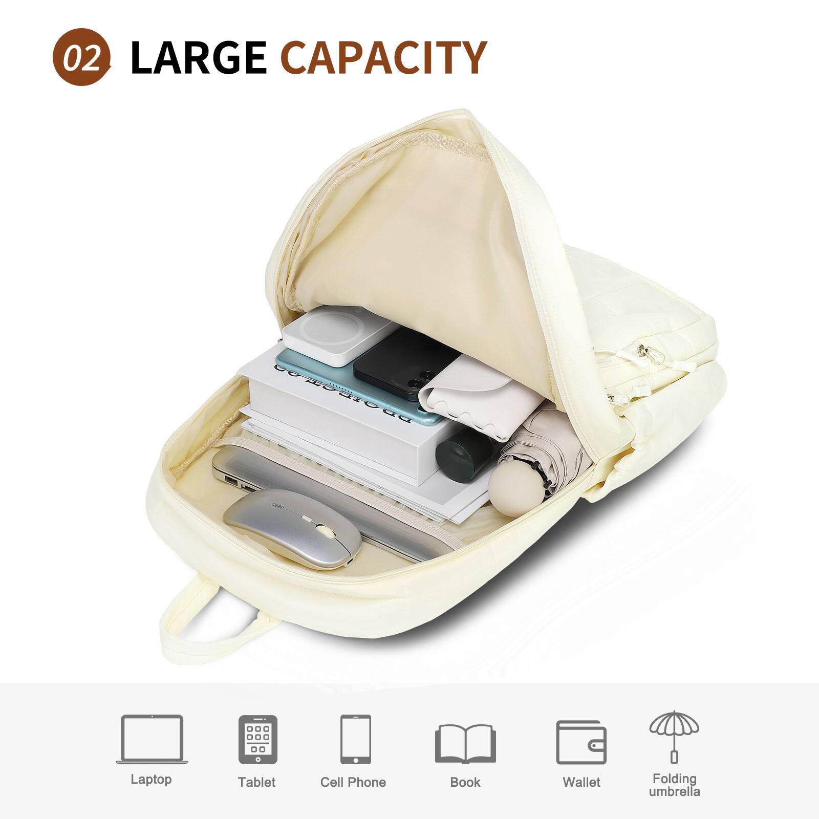 02 LARGE CAPACITY

Laptop Tablet Cell Phone Book Wallet Folding umbrella