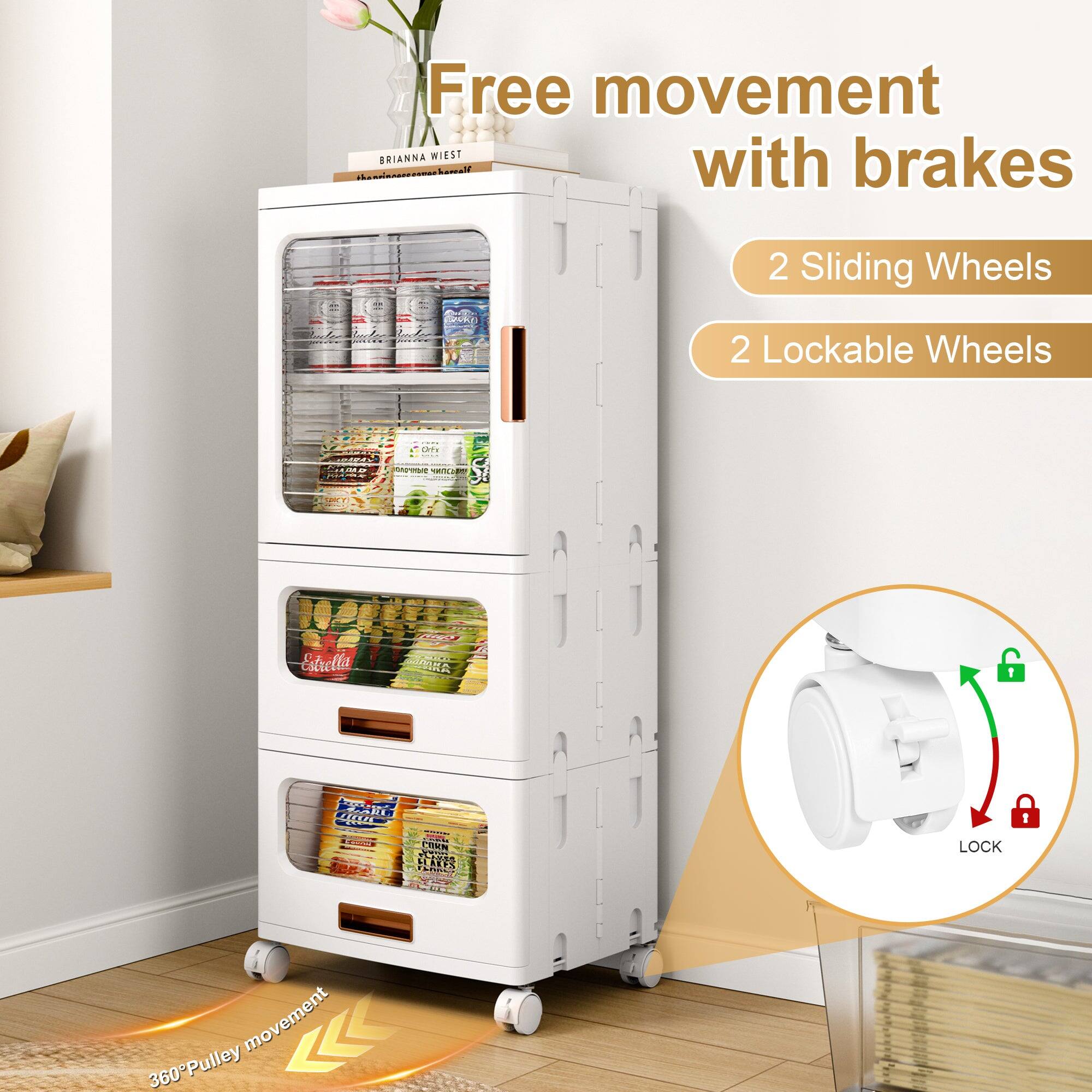 Free movement with brakes

2 Sliding Wheels

2 Lockable Wheels

360° Pulley movement