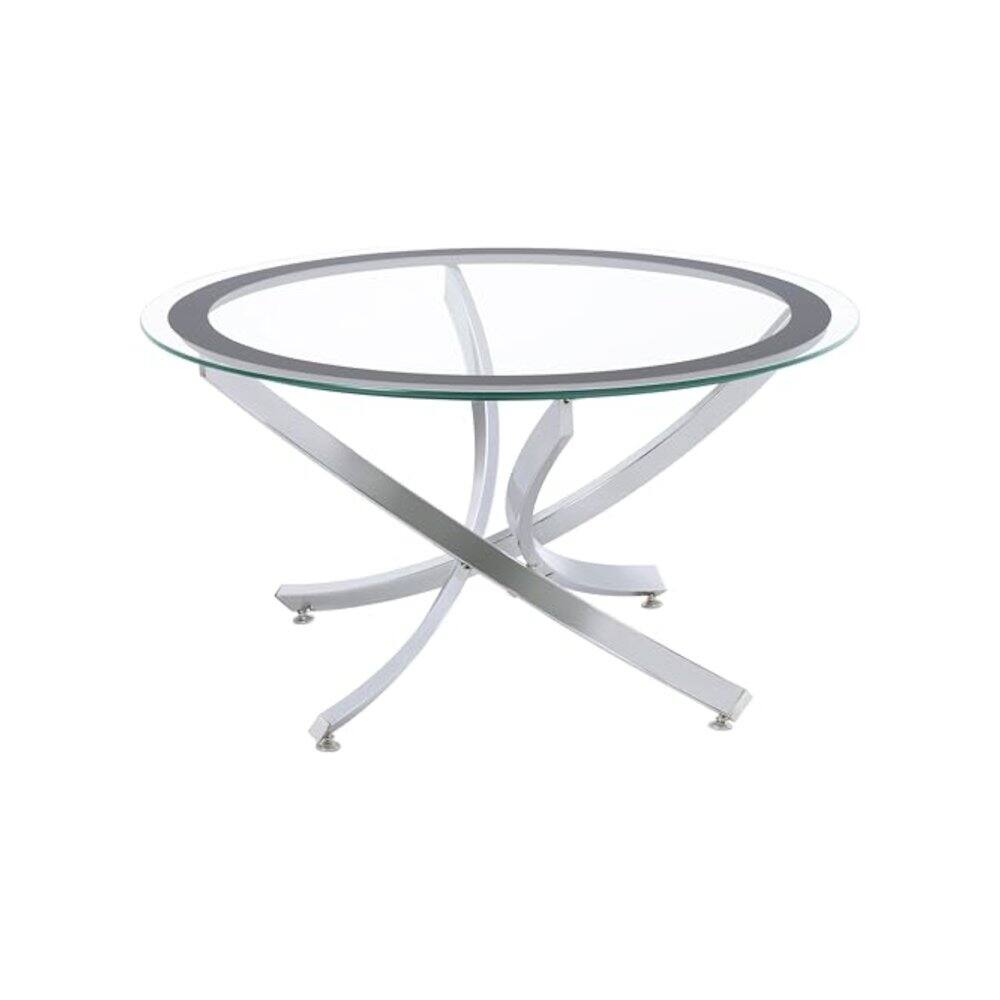 Alt View 3. Coaster Co. of America - Brooke 3-piece Round Coffee and End Table Set Chrome - Silver.