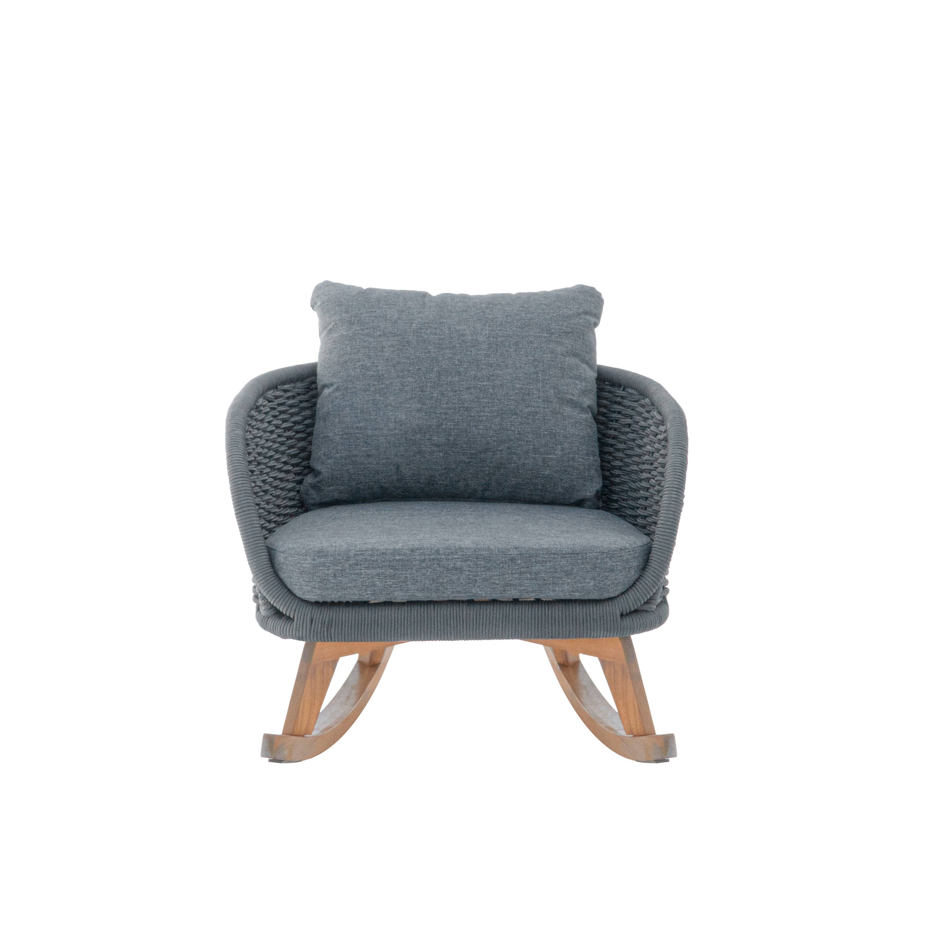 Alt View 2. Tiramisubest - Contemporary Minimalist Wicker Rocking Chair with Cushions and Wooden Frame for Indoor and Outdoor Spaces,Gray+Natural - Gray,Natural.