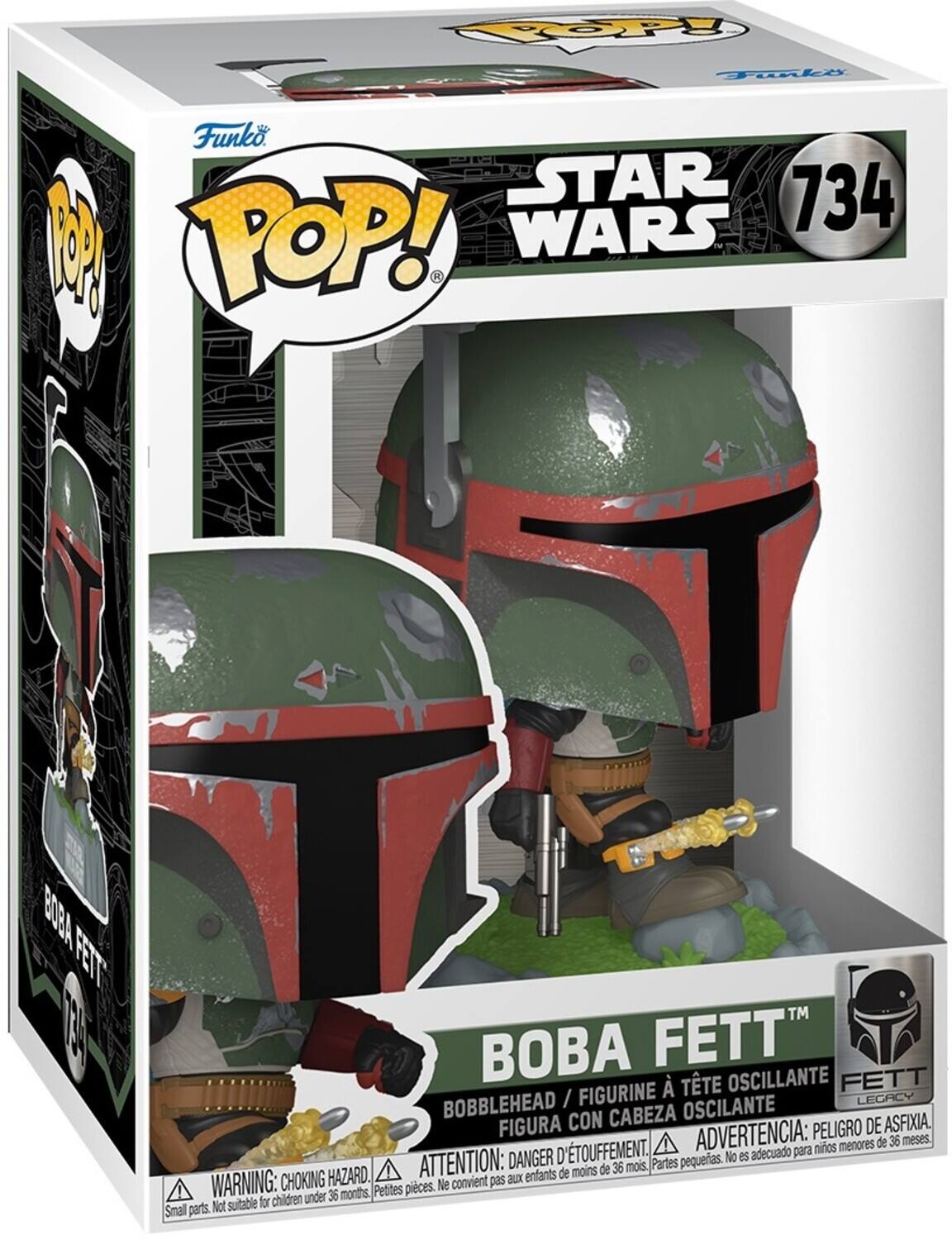 Funko POP! STAR WARS 734 M BOBA FETT BOBBLEHEAD / FIGURINE OSCILANTE LECHCY FIGURA CON CABEZA DE ASFIXIA. ADVERTENCIA: PELIGRO DE ASFIXIA. ATTENTION: DANGER D'ÉTOUFFEMENT. Partes pequeñas. No es aconseja para niños menores de 36 meses. WARNING: CHOKING HAZARD. Small parts. Not suitable for children under 36 months. Petites pièces. Ne convient pas aux enfants de moins de 36 mois.