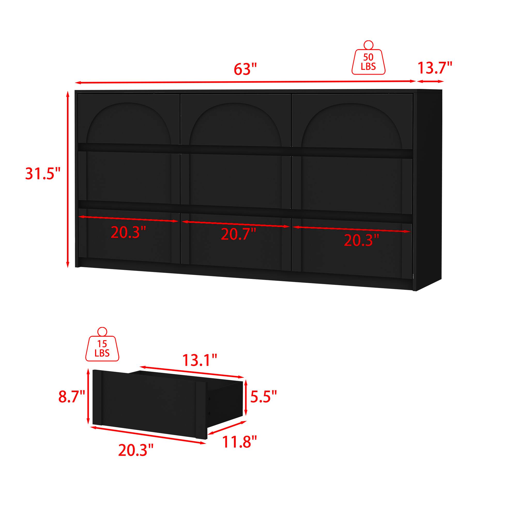 63", 13.7", 50 LBS
31.5", 20.3", 20.7", 20.3"
13.1", 8.7", 5.5", 20.3", 11.8", 15 LBS