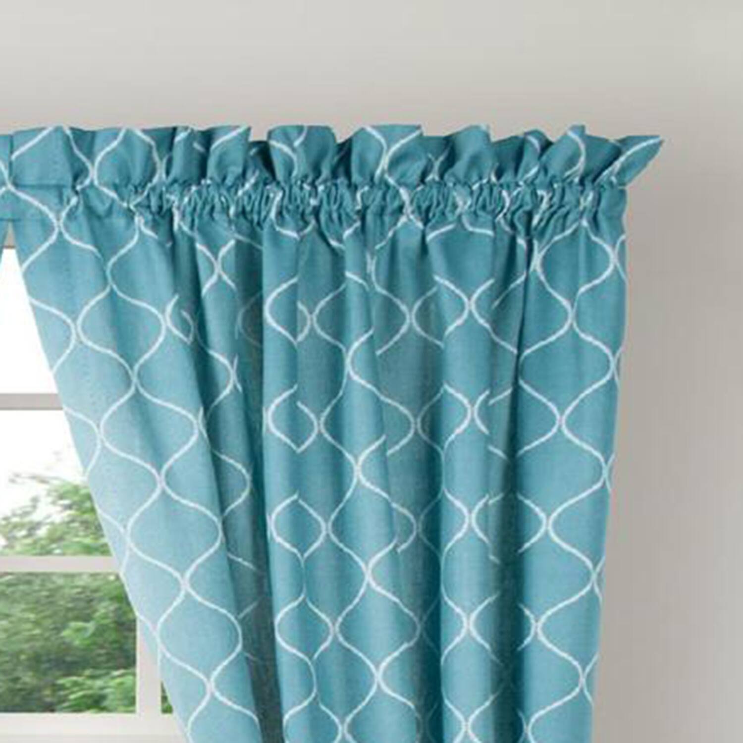 Angle. Ellis Curtain - Ellis Curtain Trellis 2-Panels Unlined Stylish Window Curtain Tailored Pair with Ties - 82x63 Teal - Teal.