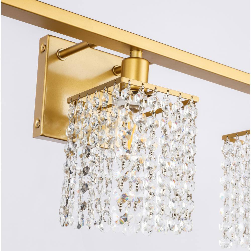 Alt View 9. Living District - Phineas 5 light Brass and Clear Crystals wall sconce - Brass And Clear Crystals.