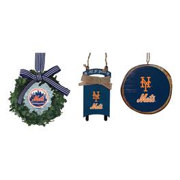 The Memory Company - Three-Pack Wreath, Sled & Circle Ornament Set - Navy