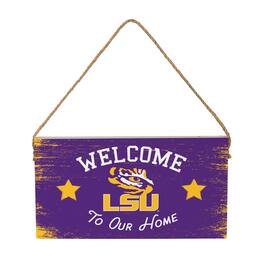 Evergreen Enterprises - LSU Tigers 6" x 11" Welcome Home Wood Wall Sign with Rope Hanger - Multicolor