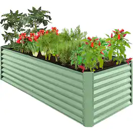 Best Choice Products - 8x4x2ft Outdoor Metal Raised Garden Bed for Vegetables Flowers Herbs - Sage Green