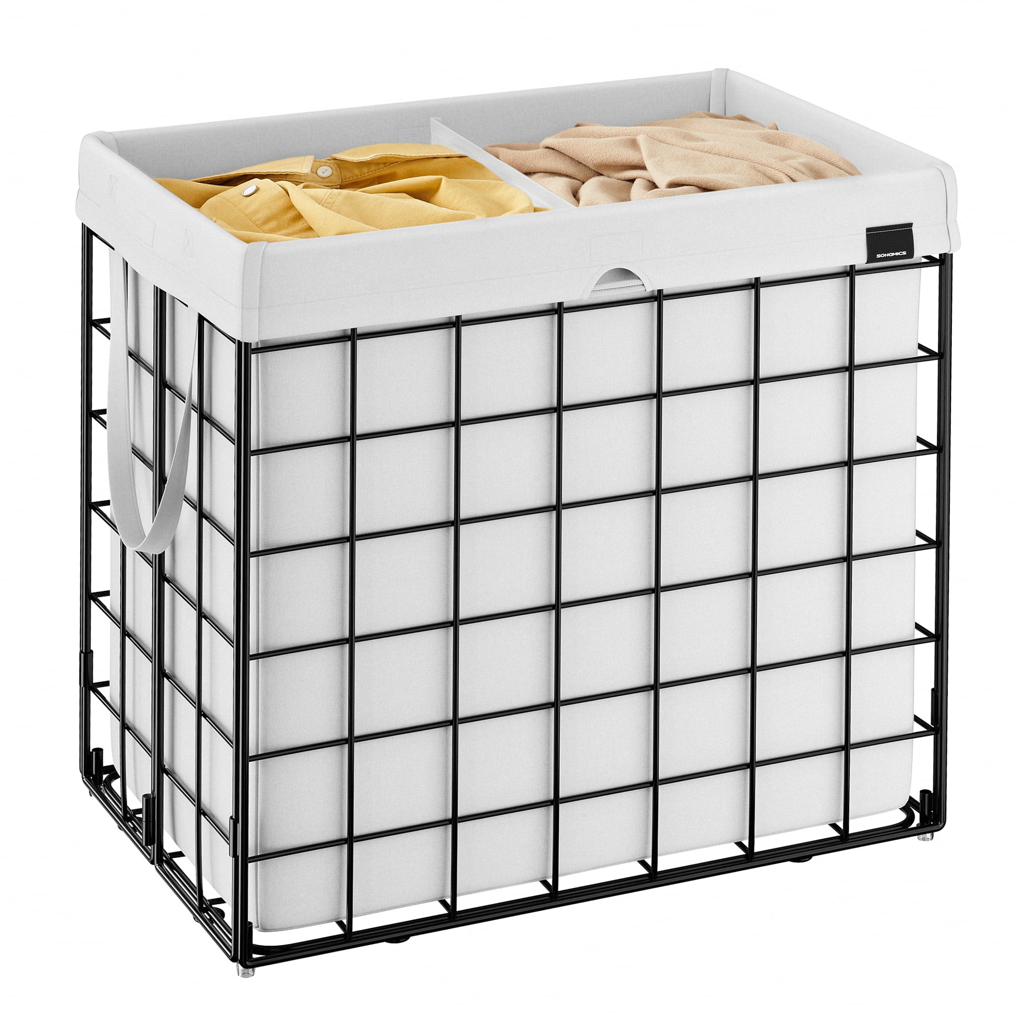 Songmics Home - Laundry Hamper, 34.3 Gal. (130L) Laundry Basket, Collapsible, Removable and Washable Liner, Metal Wire Frame - Cream White price history on PriceWatchPro