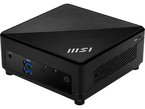 Front. MSI - MSI Cubi 5 12M, i5-1235U, 8GB, 500GB SSD, WiFi 6, ThunderBOLT 4, Dual LAN, Win 11 Pro (12M-444US) - Black.