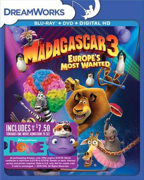  Madagascar 3: Europe's Most Wanted [Blu-ray] [Only @ Best Buy] [Movie Money] [2012]
