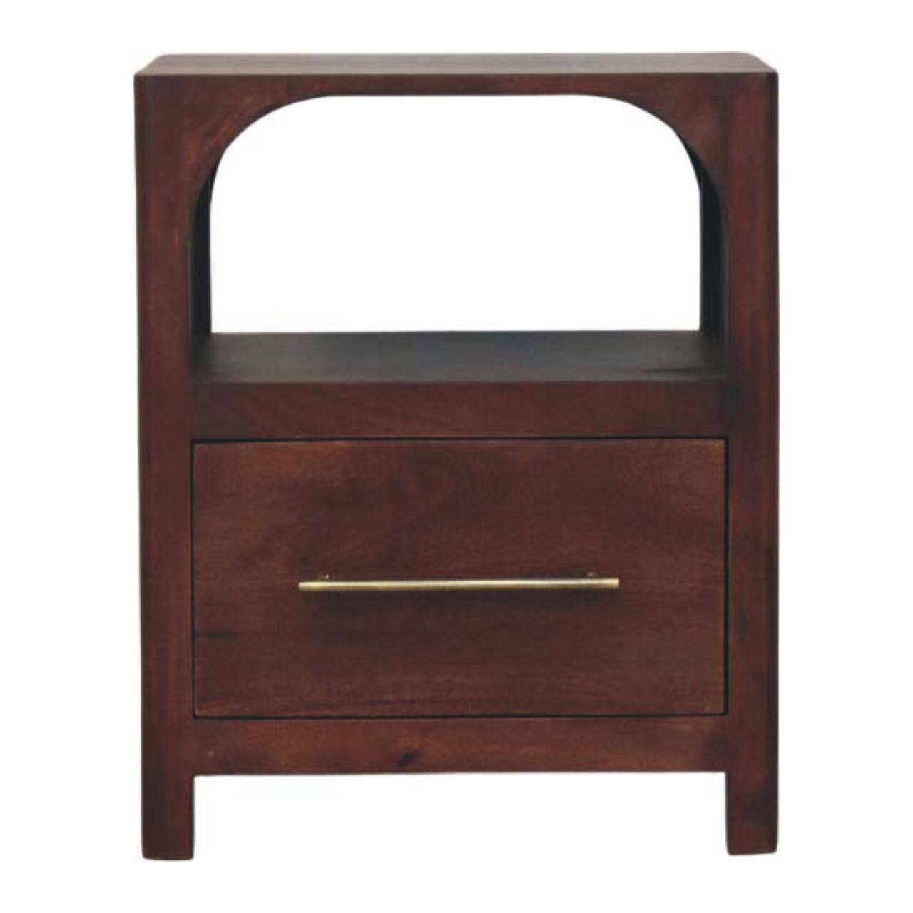 Artisan Furniture - Solid Wood Arched Edge 1 Drawer Bedside - Brown