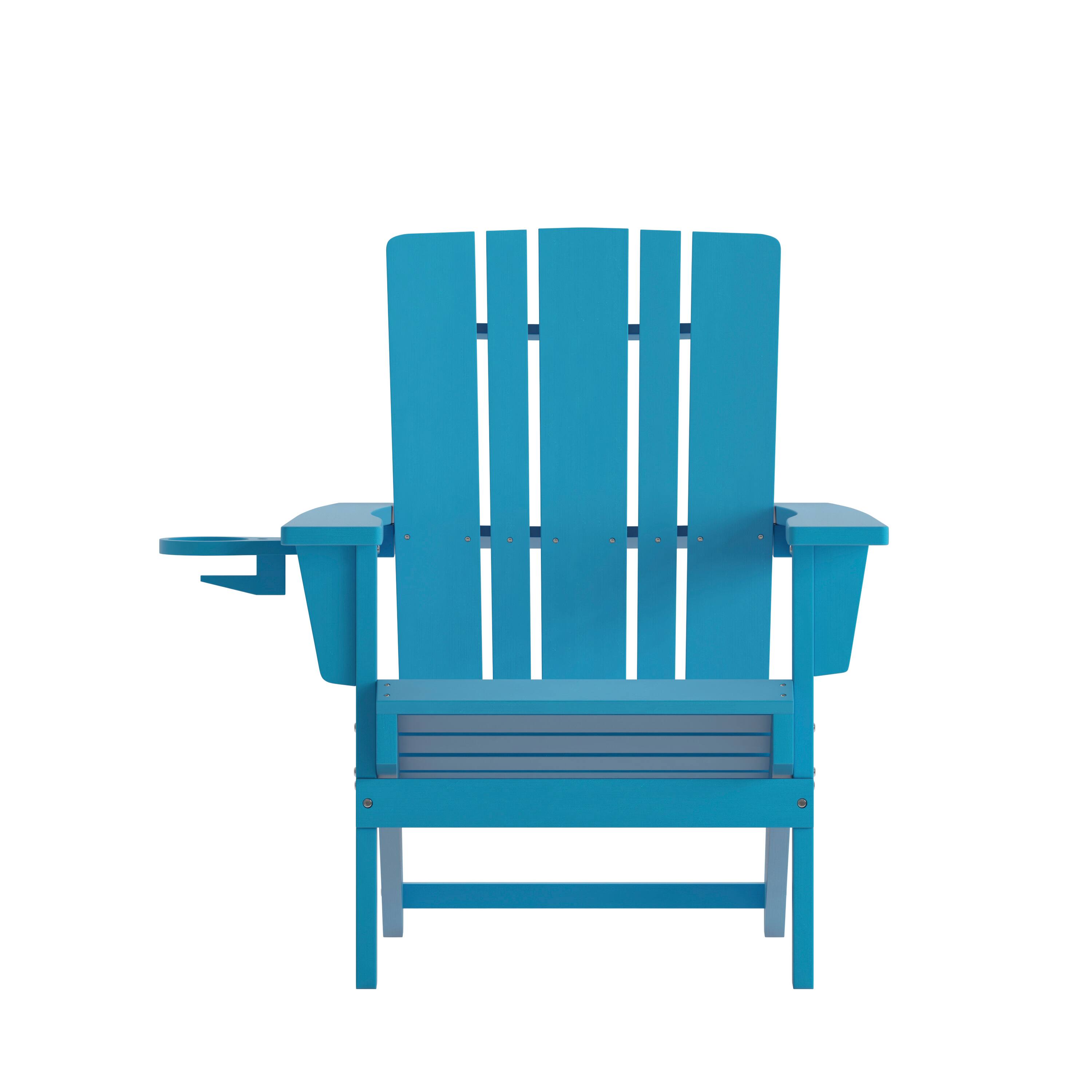 Alt View 9. Emma + Oliver - Haley Set of 2 Adirondack Chairs with Cup Holders, Weather Resistant HDPE Adirondack Chairs - Blue.