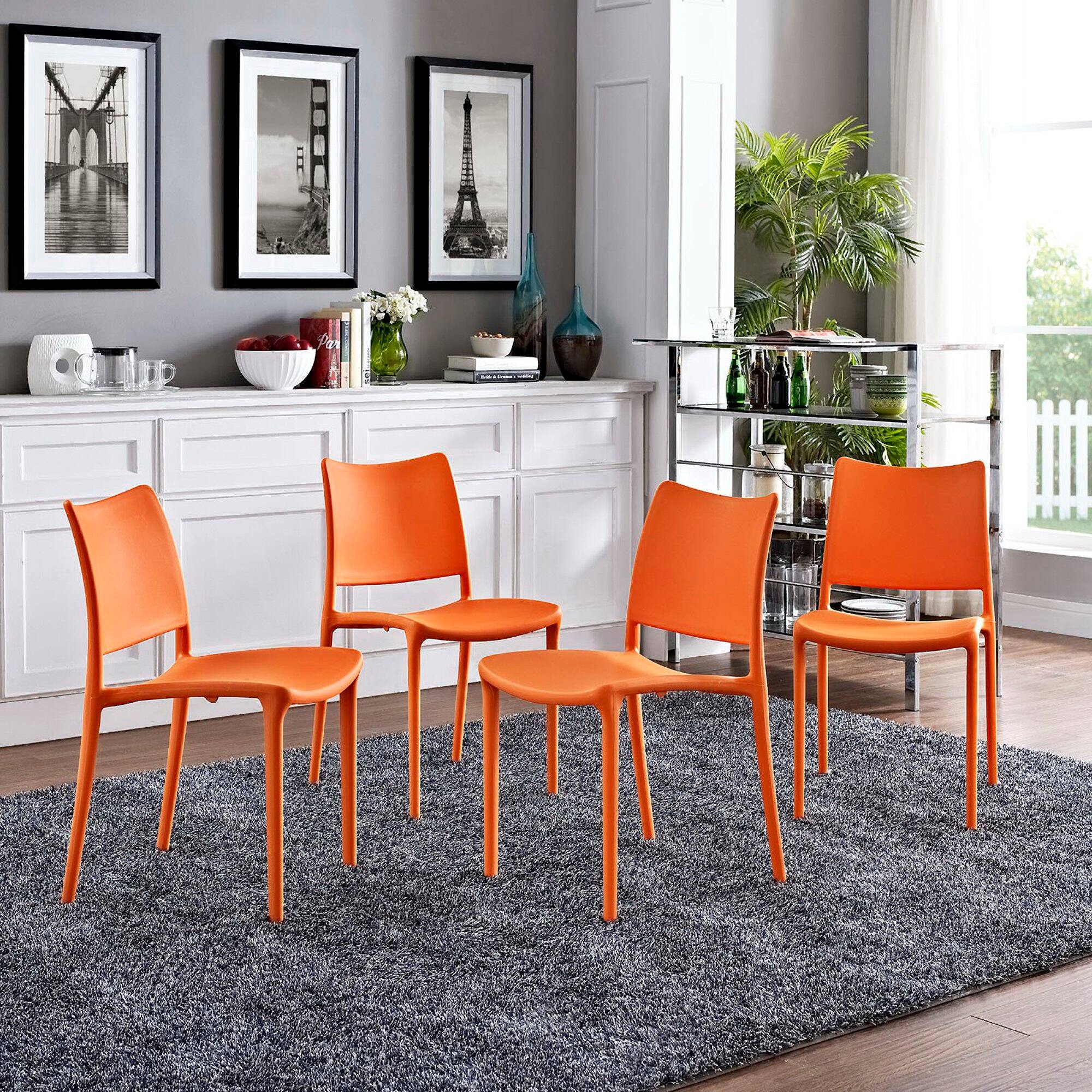 Alt View 1. Modway - Hipster Dining Side Chair Set of 4 by Modway - Orange.