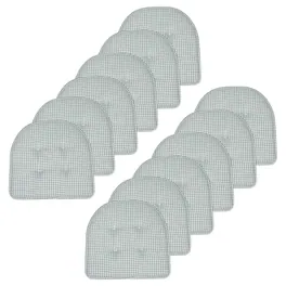 Sweet Home Collection - Houndstooth Stitch U Shaped Memory Foam 17" x 16" Chair Cushions, 12-Pack - Pistachio