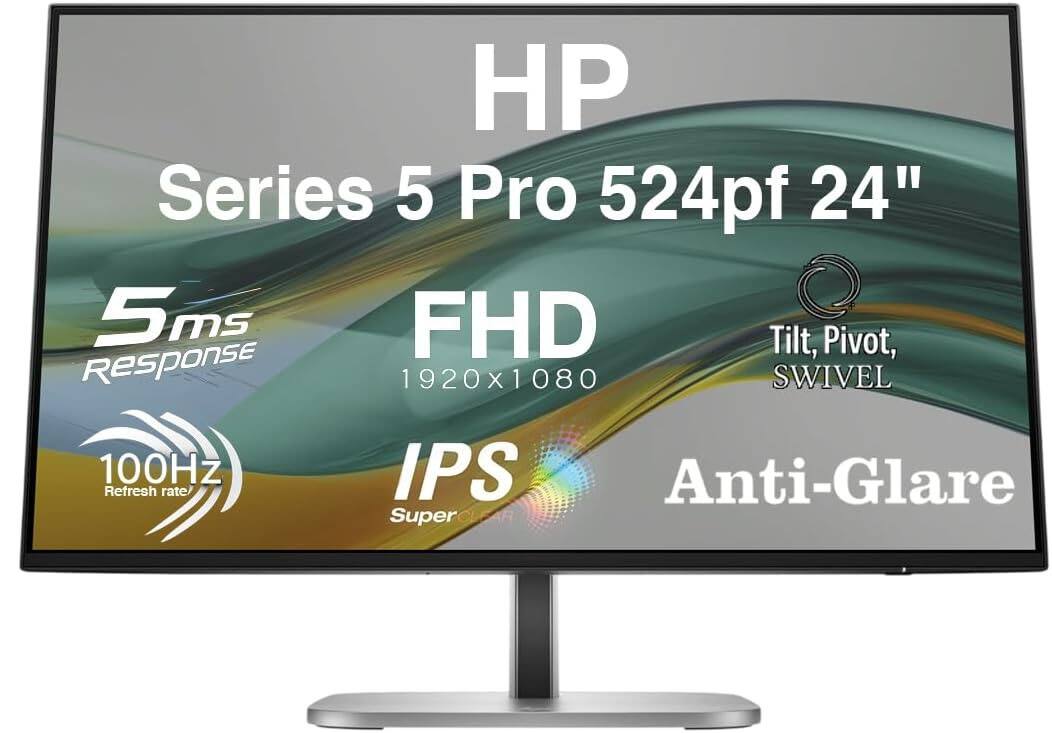 HP Series 5 Pro 524pf 24" 5ms Response FHD 1920x1080 100Hz IPS Super Anti-Glare Tilt, Pivot, Swivel