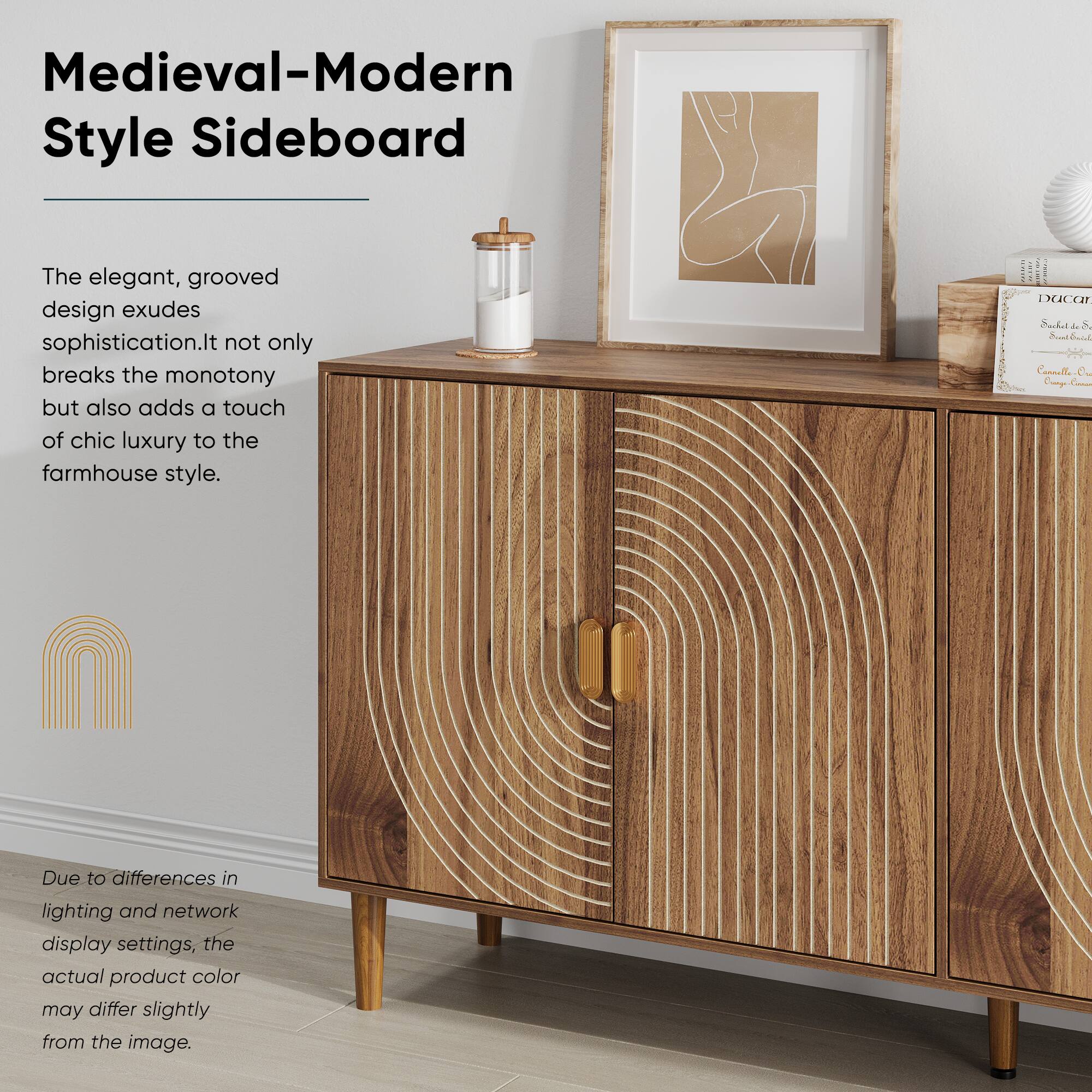 Medieval-Modern Style Sideboard

The elegant, grooved design exudes sophistication. It not only breaks the monotony but also adds a touch of chic luxury to the farmhouse style.

Due to differences in lighting and network display settings, the actual product color may differ slightly from the image.