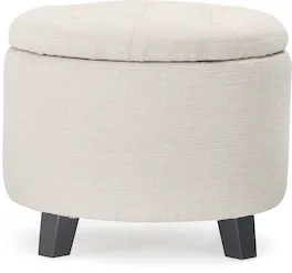 Click Decor - Bennett Round Storage Ottoman - Ivory
