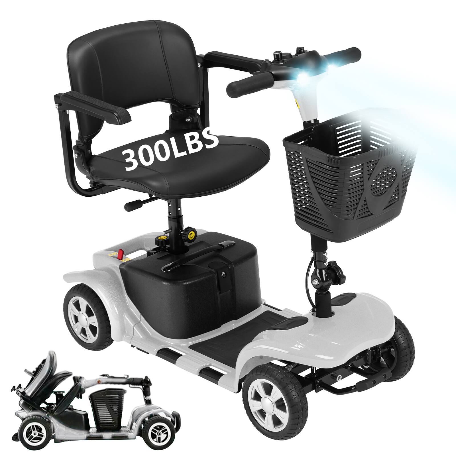 Hover Heart - Heavy Duty 4 Wheel Mobility Scooter for Adults & Seniors - 15 Mile Electric Travel Scooter with Seat and Basket - Silver price history on PriceWatchPro