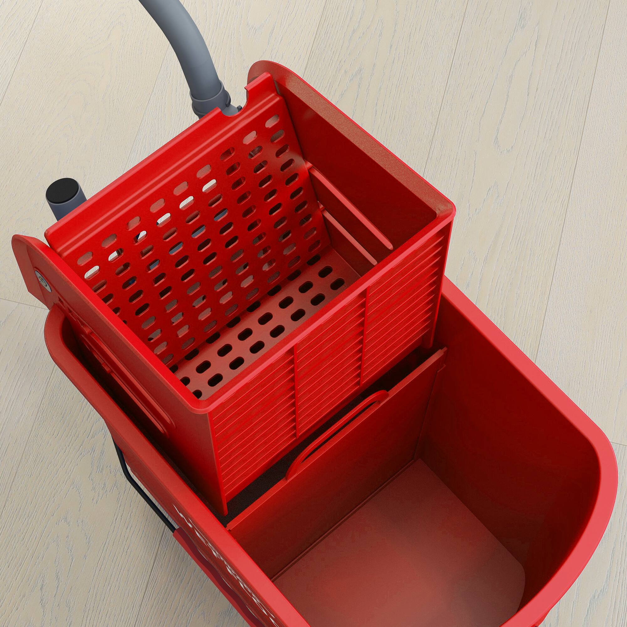 Alt View 7. Homcom - Mop Bucket with Wringer on Wheels for Floor Cleaning, 21 Quart, Separate Dirty and Clean Water.