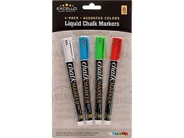 Excello Global Products - Washable Chalk Marker, 1-2mm Tip, 4/Pack - Assorted Colors