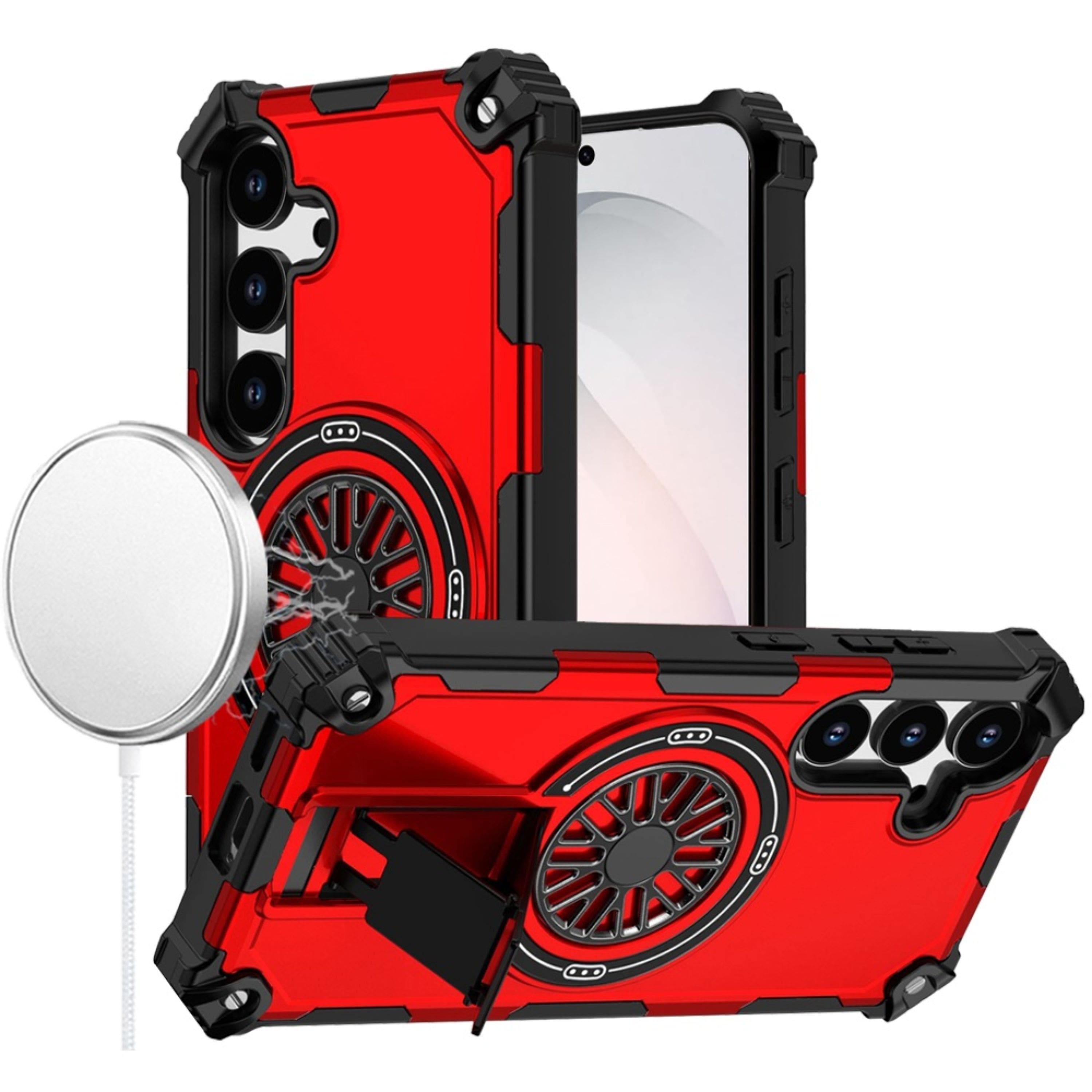 Kitcheniva - Dual Layer Magnetic Circle Pop-Out Stand Plus Tempered Glass For Samsung S26 FE - Red price history on PriceWatchPro