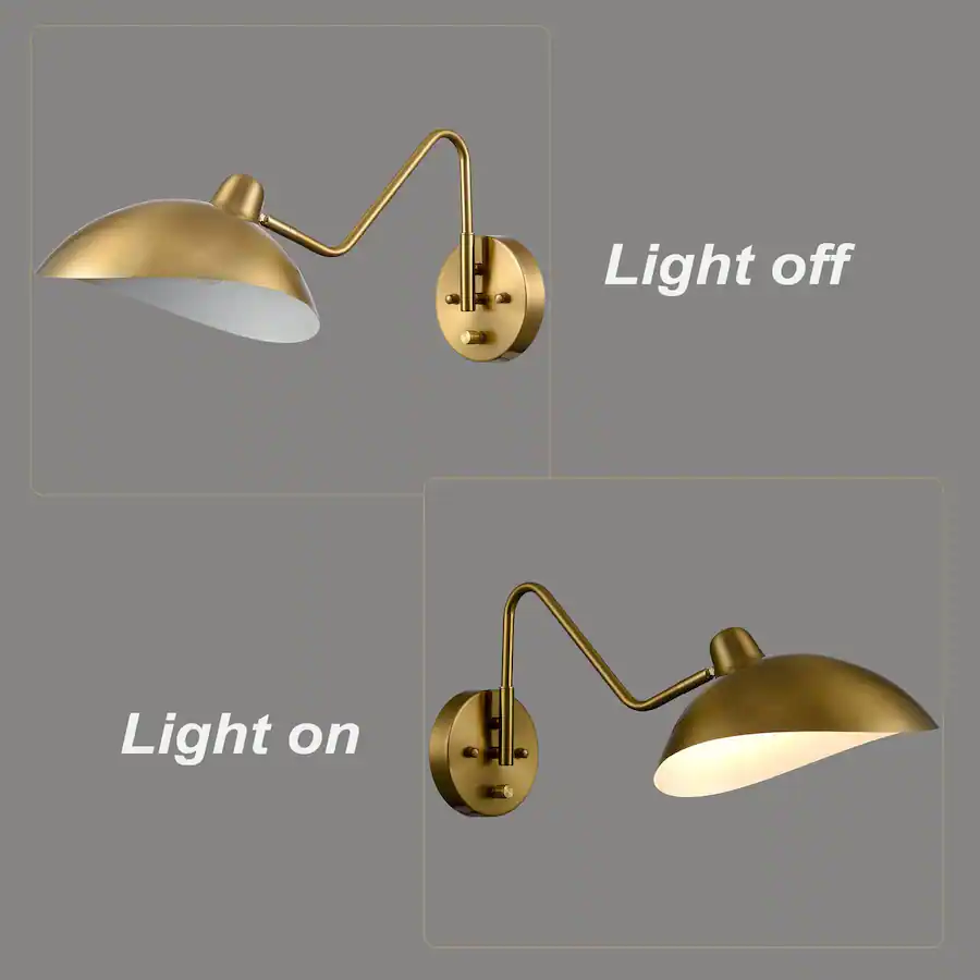 MOOSE Maggiano Modern Brass Metal Wall Sconce with On/Off Switch Plug ...