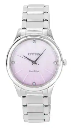 Citizen - Eco-Drive Analog Stainless Steel Dial Solar EM1220-58X Women's Watch - Pink