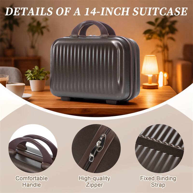 DETAILS OF A 14-INCH SUITCASE

- Comfortable Handle
- High-quality Zipper
- Fixed Binding Strap