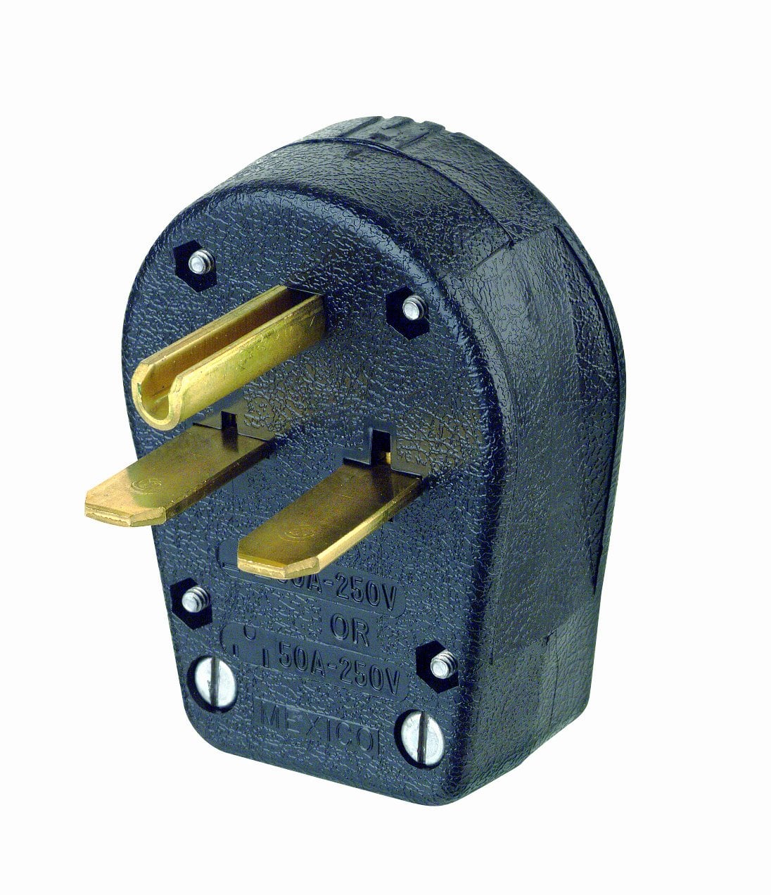 Leviton - Commercial Thermoplastic Angle Ground/Straight Blade Plug 6-30P/6-50P - Black