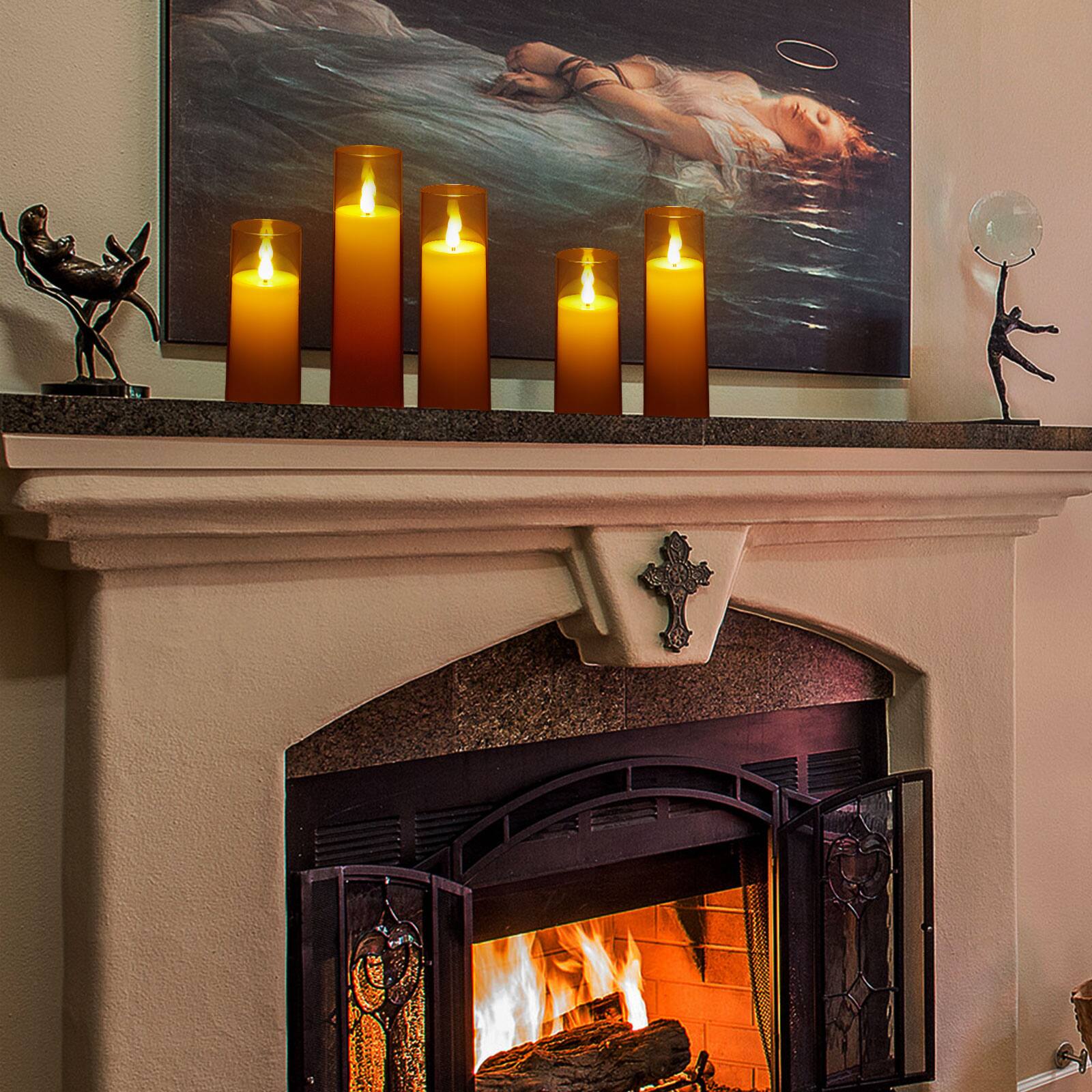 Alt View 8. IMAGE - 5 Pack 3D Wick LED Candles with Timer Flickering Flameless Candles, White - White.