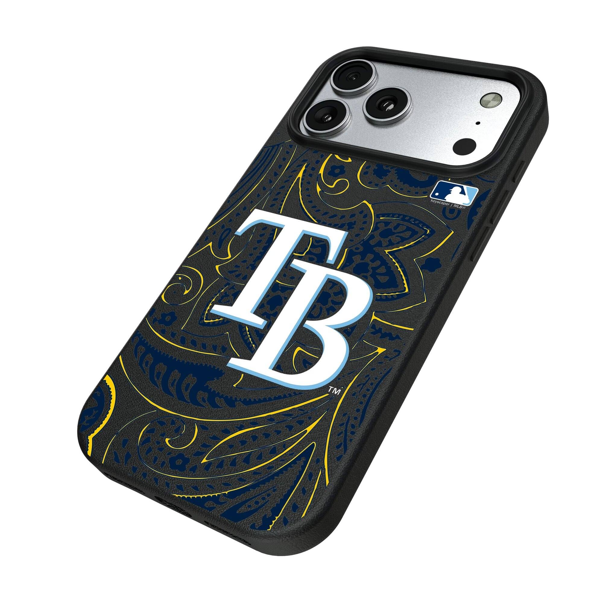 Alt View 1. Keyscaper - Tampa Bay Rays Paisley iPhone Magnetic Bump Case - 15 - Black.