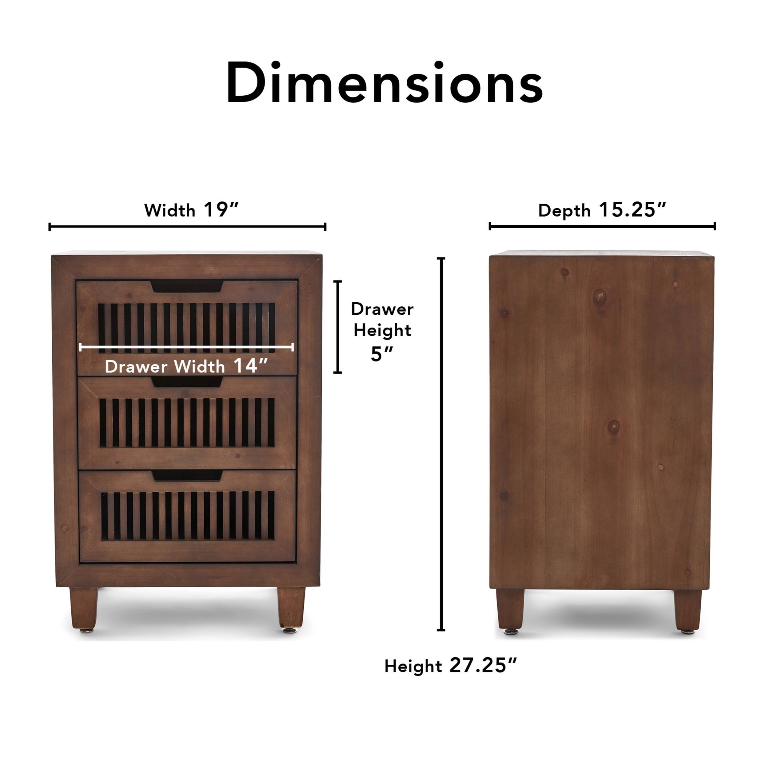 Left. Adore Decor - Sawyer 3-Drawer Cabinet - Brown.