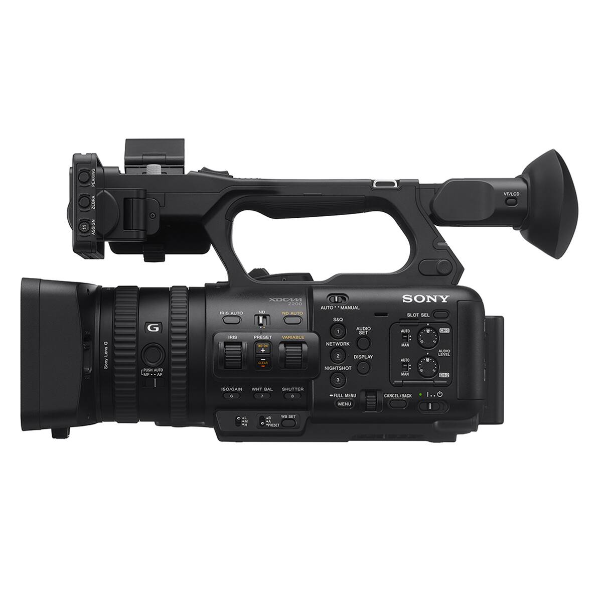 PEARING ZCBRA ASSIGN  
VIT/LOD  
O Lons Sony  
G POSK AUTO MF AF  
IS AUTO RS  
XDCM 2200 ND NO AUTO PRESET VARIABLE 10 CLEAR  
0 AUTO MANUAL SQ AUDIO 1 SET NETWORK 1 DISPLAY NIGHTSHOT 3  
SONY SLOT SEL OTLA U DM WAR AUDIO LEVEL AUTO 1 MAN CHO  
ISO/GAIN WHT BAL SHUTTER 0 7 or  
FULL MENU MENU  
CANCEL/BACK  
C J of ?  
4 x3 SET MA *PRESCT