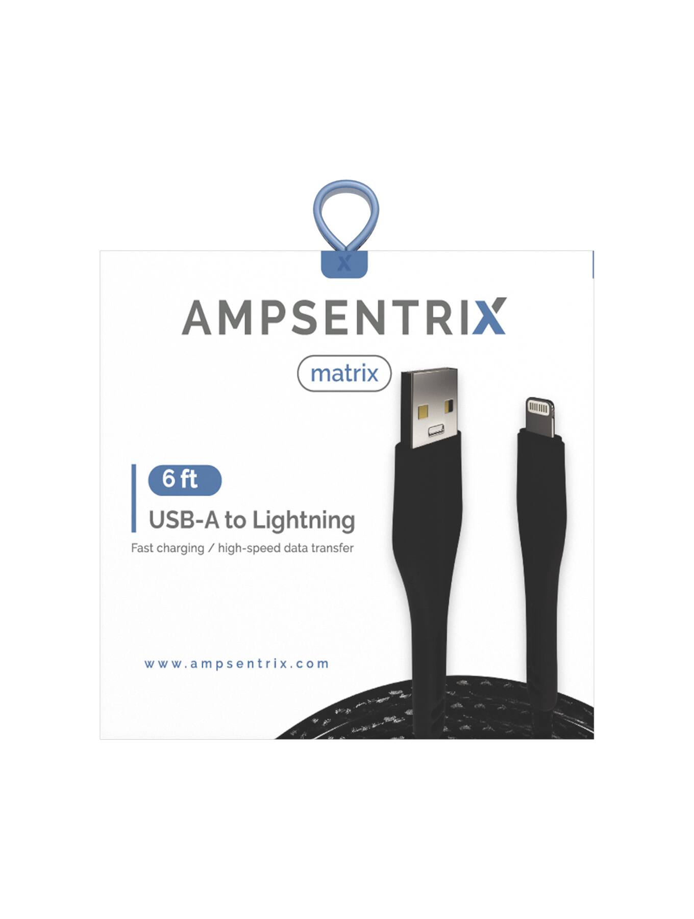 X AMPSENTRIX matrix  
6 ft USB-A to Lightning  
Fast charging / high-speed data transfer  
www.ampsentrix.com