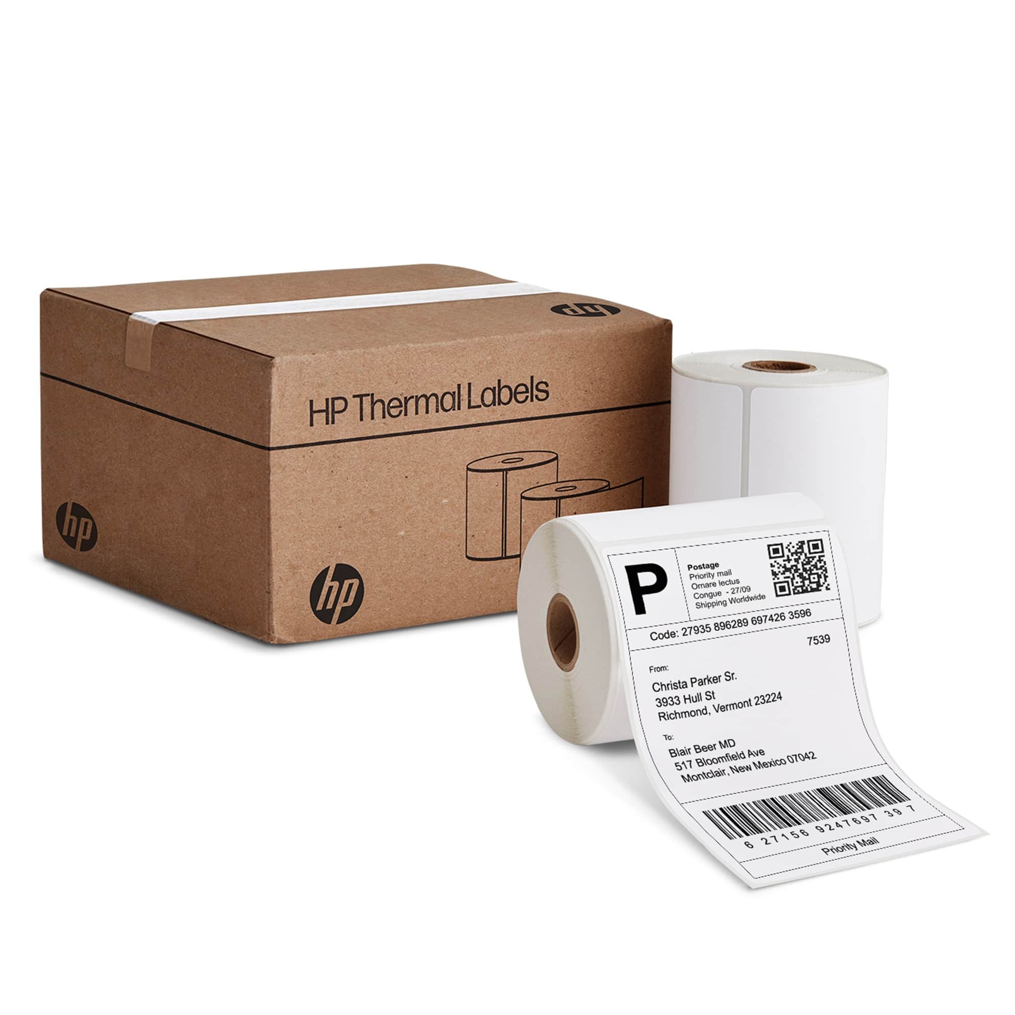 HP - 4 x 6” Direct Thermal Shipping Labels, Multipurpose Thermal Labels, 2 Rolls (500 Labels)