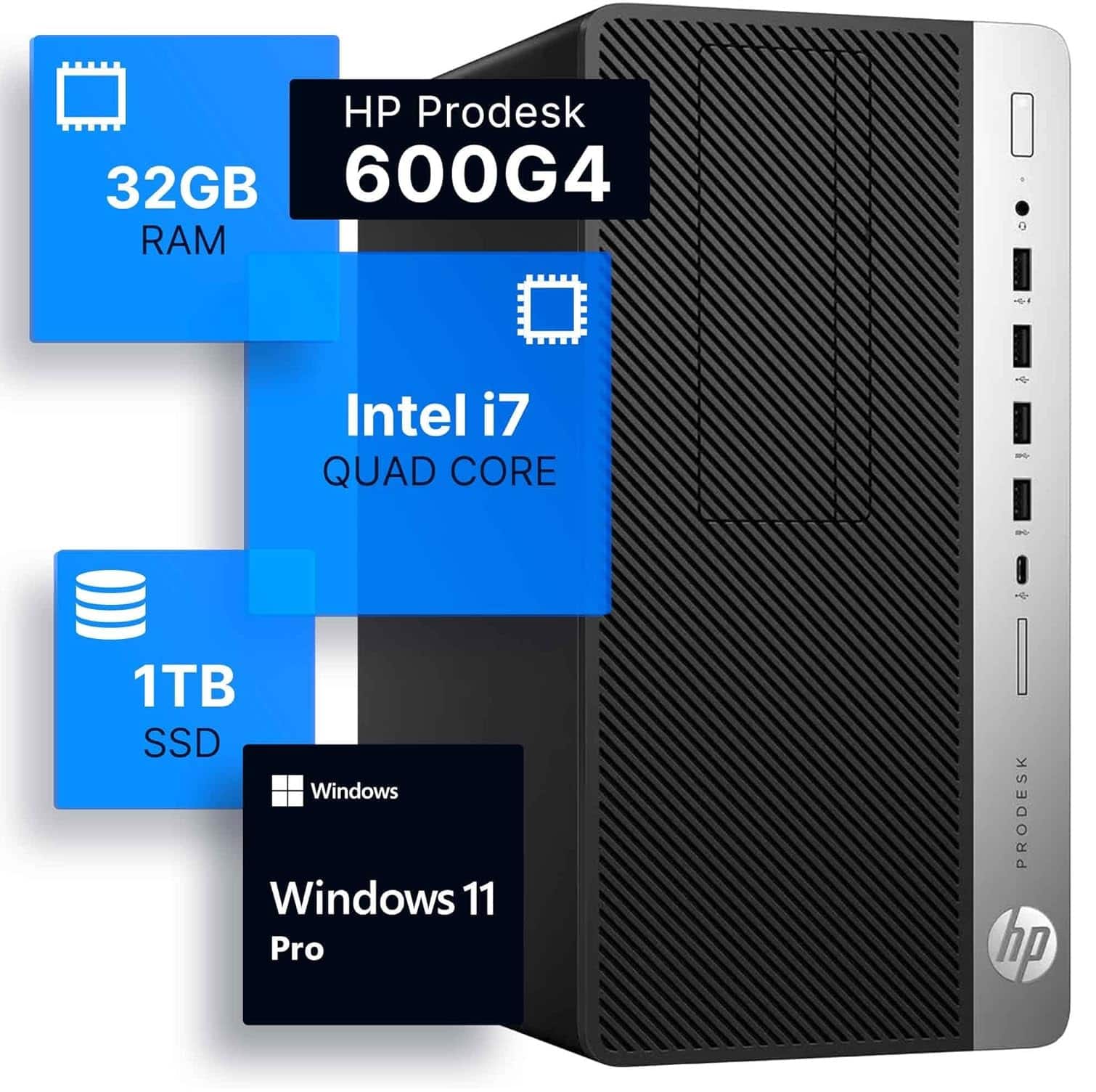 HP Prodesk 600G4
32GB RAM
Intel i7 QUAD CORE
1TB SSD
Windows 11 Pro