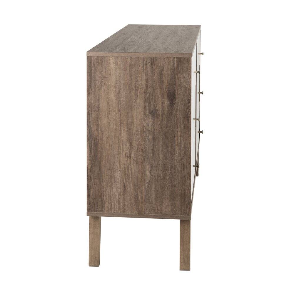 Left. Prepac - Milo 6-drawer Dresser, Drifted Gray and White - White.