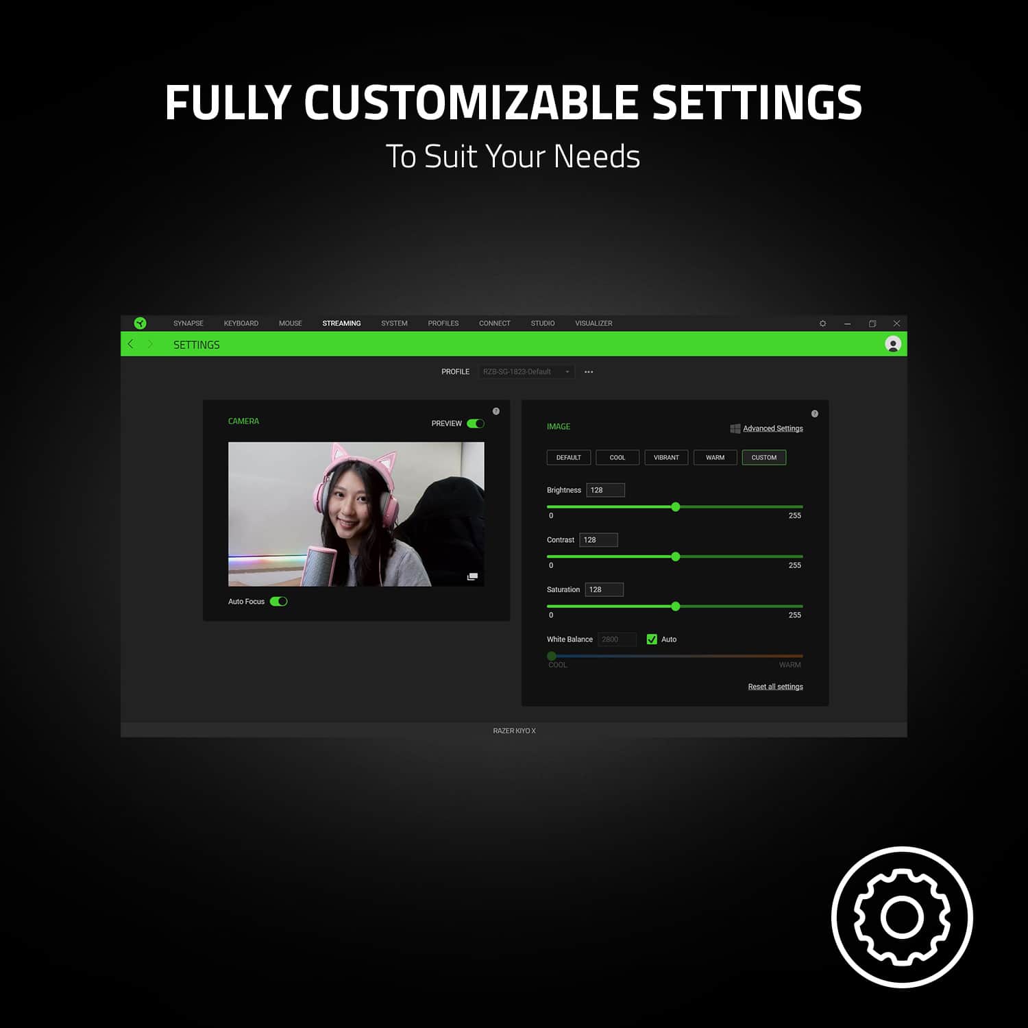 Fully Customizable Settings To Suit Your Needs OyNatoe Cover Me Streaming System Poorles FisssO STREAMING SYSTEM PREVIEW MALA VISUALUTE x SETTINGS HEELI 56.8n.0dt Catauh - CARALLA PREVIEW MALA VERSIONS TEAMA! c | - IUSTTOM tngtnen 1e a M Cotren 120 . is ALto Sore Saturation de P hit Balance VRU -UAS -. RAUU iese . semings MATE Os .