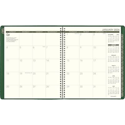 AT-A-GLANCE- 2026 Recycled 9" x 11" Monthly Planner, Faux Leather Cover- Green