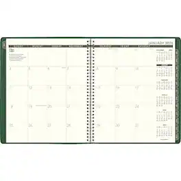 AT-A-GLANCE - 2026 Recycled 9" x 11" Monthly Planner, Faux Leather Cover - Green