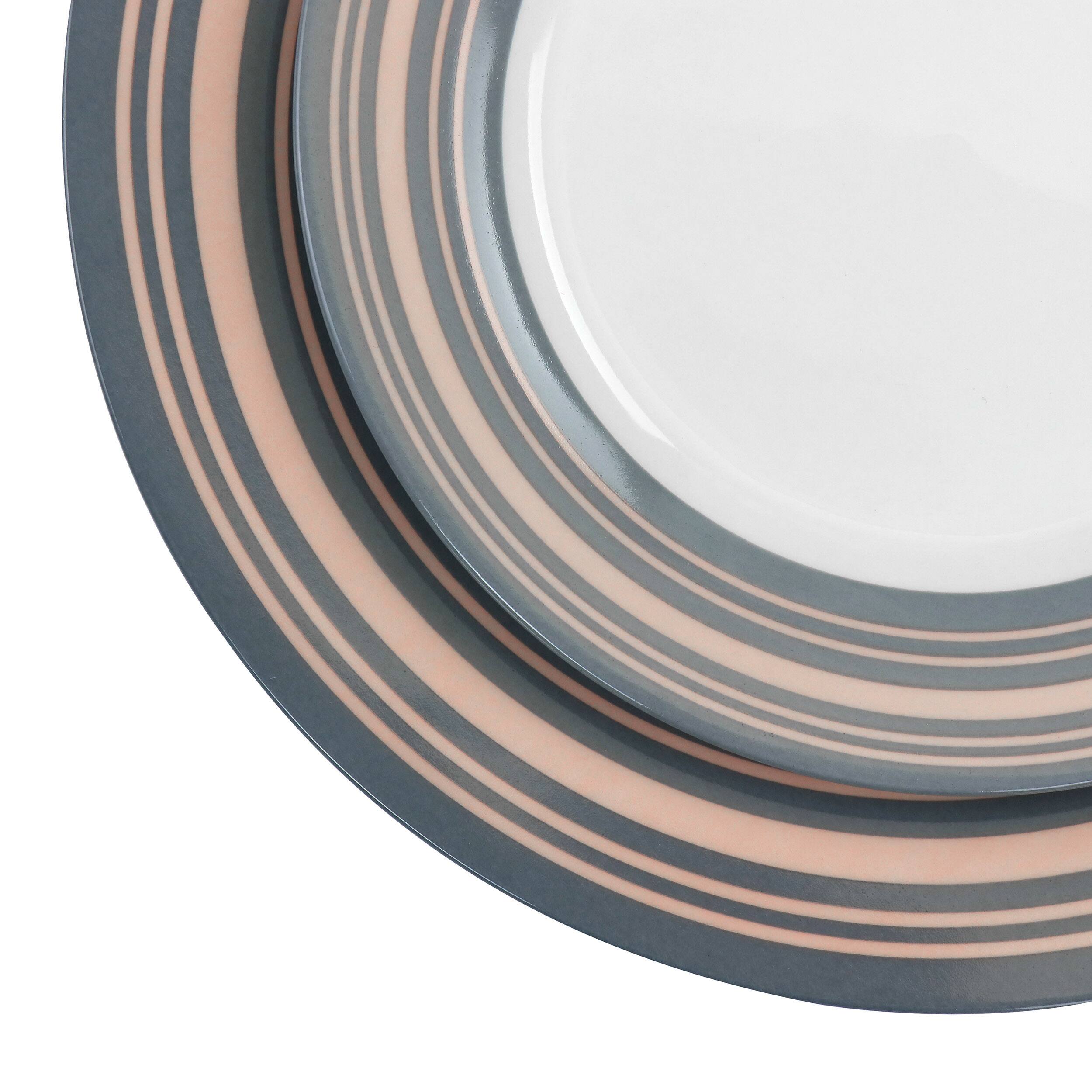 Alt View 7. Gibson - Gibson Home Silver Wind 16 Piece Fine Ceramic Dinnerware Set in Grey and Pink - Gray and Pink.